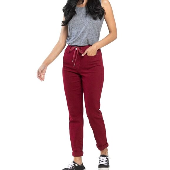 Judy Blue Pull On Double Cuff Joggers Pants Scarlet Stretch Transition Size 14W - Picture 4 of 12